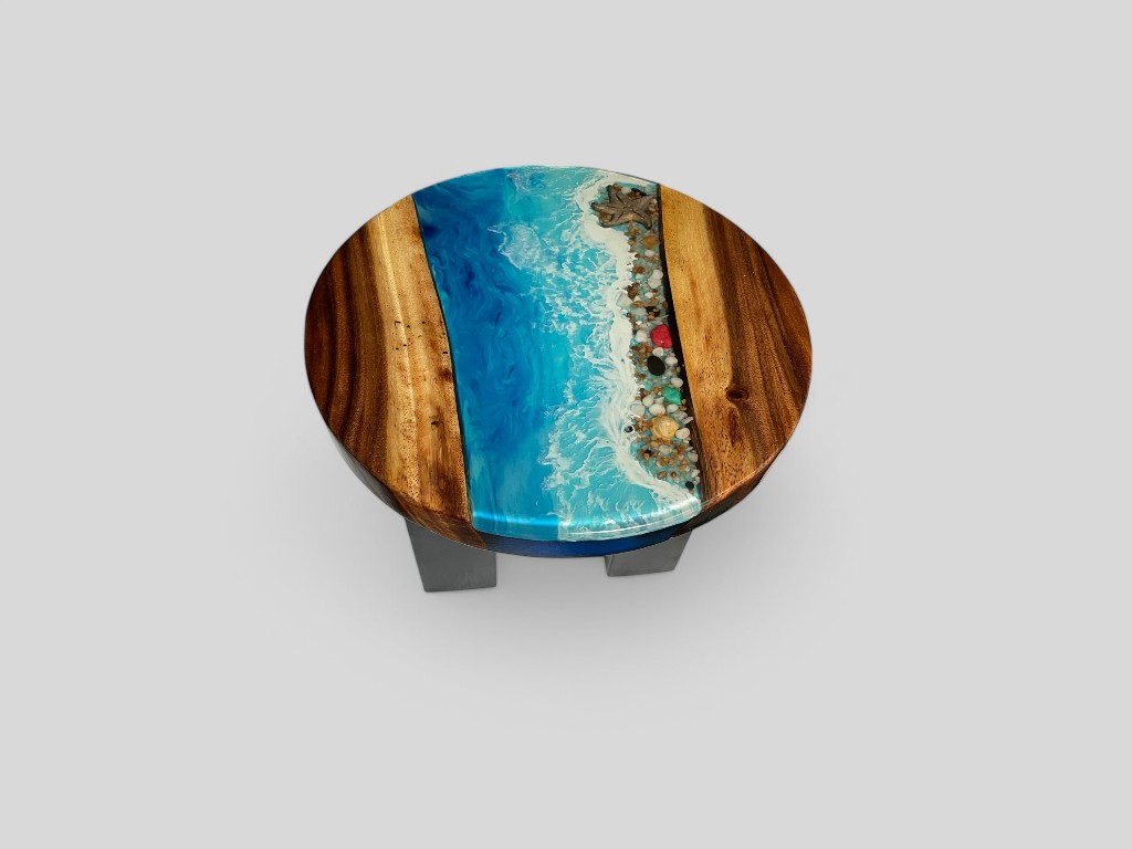 Ocean-Inspired Epoxy Resin Round Coffee Table Table Sale 